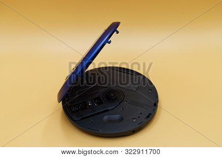 Bologna / Italy - 18 September, 2019: Vintage Cd Player. Walkman Isolated On Clear Background.