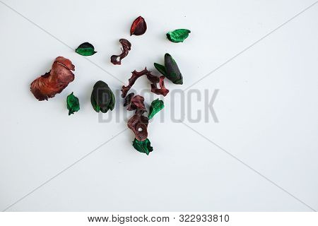 Flowers Composition. Frame Made Of Dried Rose Flowers On White Background. Flat Lay, Top View, Copy 