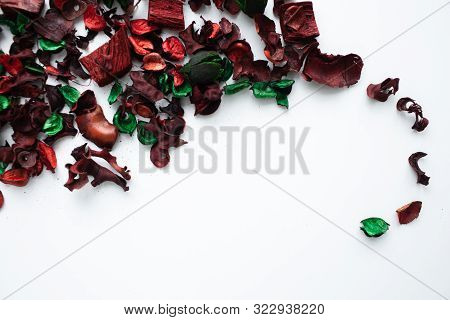 Flowers Composition. Frame Made Of Dried Rose Flowers On White Background. Flat Lay, Top View, Copy 