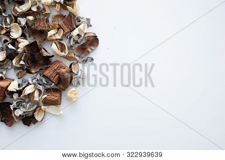 Flowers Composition. Frame Made Of Dried Rose Flowers On White Background. Flat Lay, Top View, Copy 