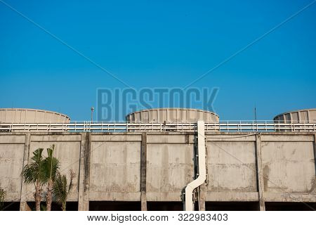Scene Of Thermal Power Plant And Cool Down Water Building,bangpakong Power Plant Station