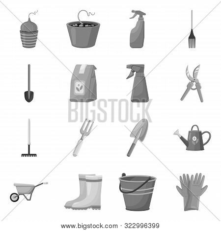 Vector Design Of Garden And Horticulture Sign. Set Of Garden And Farm Stock Vector Illustration.