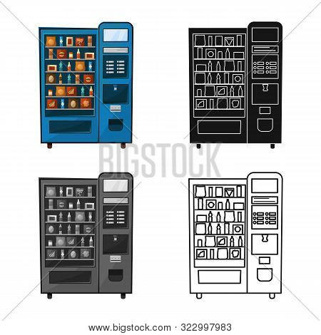 Vector Illustration Of Automat And Vending Sign. Collection Of Automat And Food Vector Icon For Stoc