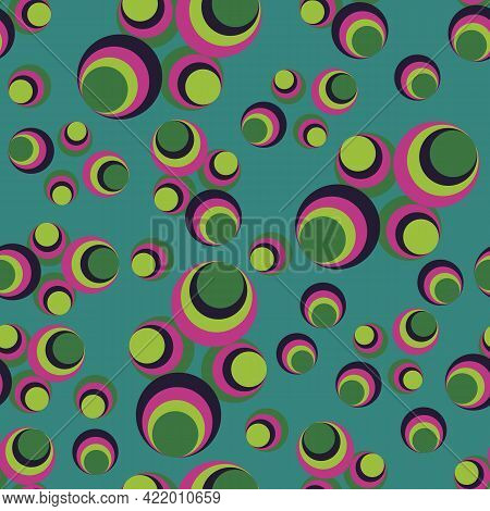 Vintage Circles Vector Seamless Pattern Green Pink