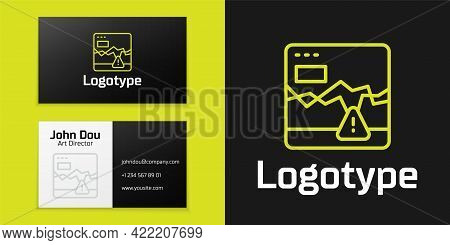 Logotype Line Website With Failure Stocks Market Icon Isolated On Black Background. Monitor With Sto