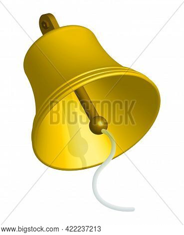 3d Ship Bell With Rope. Ringing Bell On Boat. Isometric Vector