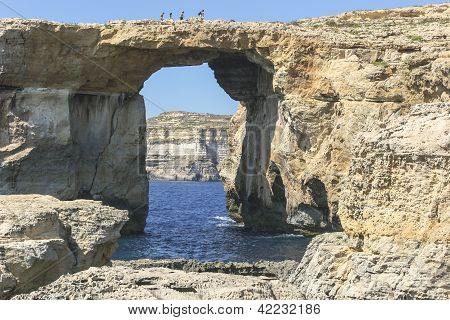 Azurblå vindue på Dwejra Bay i Gozo, Malta