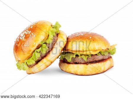 Fresh Tasty Burger Isolated On White Background