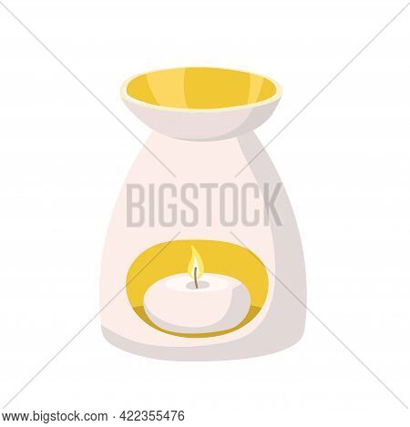 Aromatherapy. Aroma Lamp With Burning Candle Inside. Homeopathy Or Ayurveda Aromatic Therapy. Aroma 