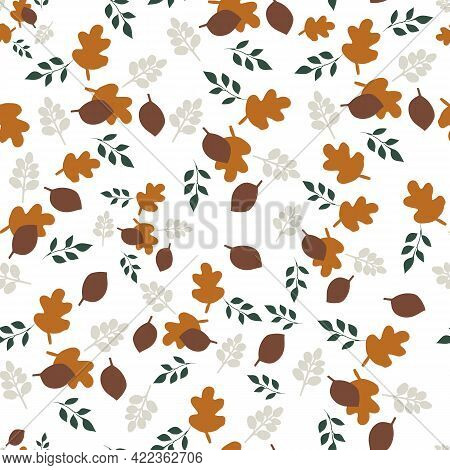 Vector Seamless Green Brown Leaves Pattern Collection