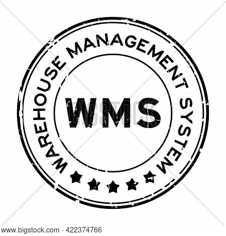Grunge Black Wms Warehouse Management System Word Round Rubber Seal Stamp On White Background
