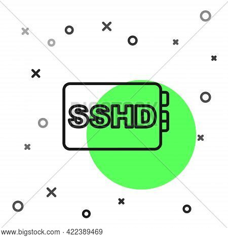 Black Line Sshd Card Icon Isolated On White Background. Solid State Drive Sign. Storage Disk Symbol.