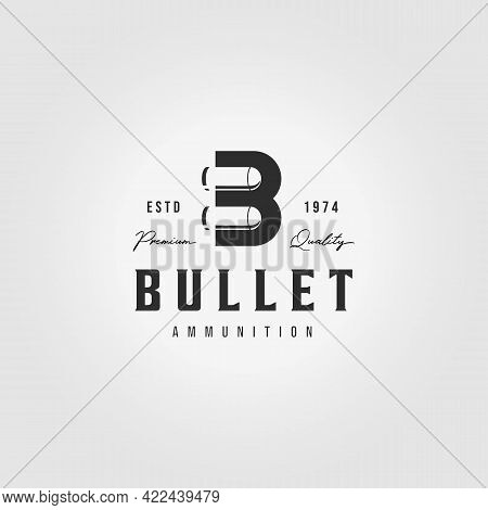 Creative Letter B Bullet Logo Vintage Vector Illustration Design Ammunition Ammo