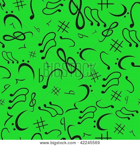 Noty Bezešvé Pattern zelená