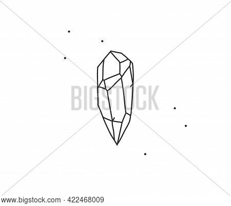 Hand Drawn Vector Abstract Stock Flat Graphic Illustration With Logo Element, Bohemian Magic Line Ar