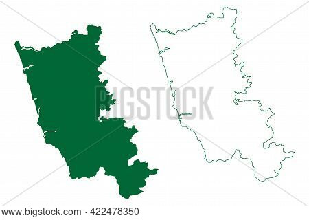 Sindhudurg District (maharashtra State, Konkan Division, Republic Of India) Map Vector Illustration,