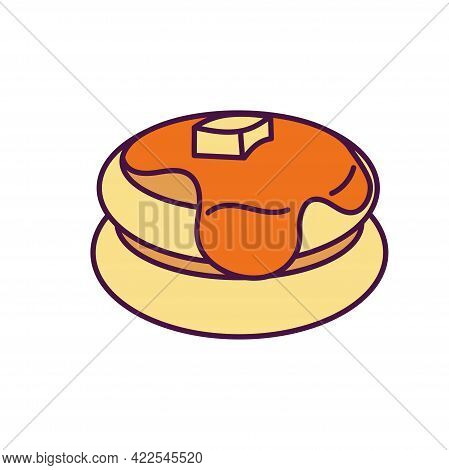 Pancakes With Butter And Sirup Vector Illustration