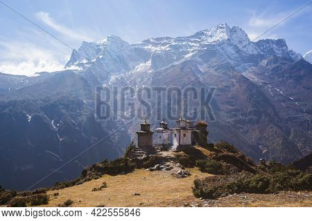 Mount Kongde-ri And Old Buddhist Stupas, Sagarmatha National Park, Nepal