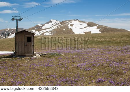 Cable Car Of Gran Sasso Massif In Abruzzo During Spring Season In Abruzzo