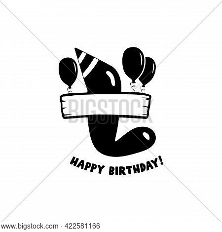 Initial Birthday L Letter. Happy Birthday Monogram Design With Balloons. Alphabet E Template. Stock 