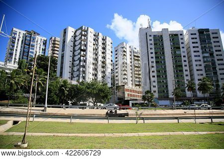 Salvador, Bahia, Brazil - May 25, 2021: View Of Buildings In A Residential Condominium In The City O