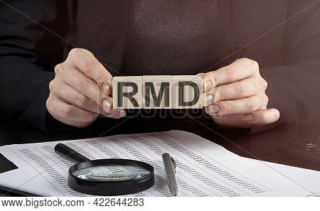 Businesswoman Holding Wooden Block With Text Rmd , Business