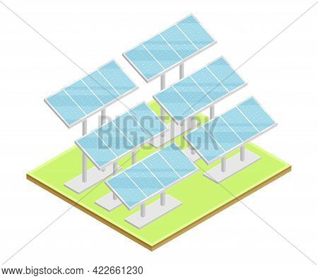 Solar Panel Or Photo-voltaic Module As Ecological Resource Of Electric Power Isometric Vector Illust