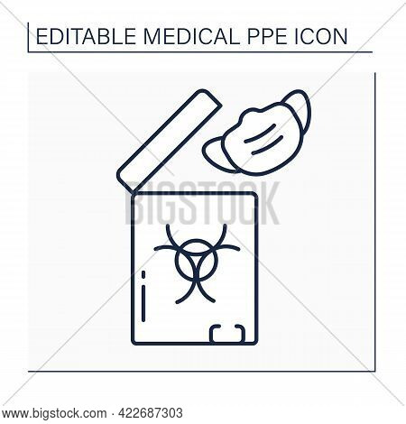 Waste Bag Line Icon. Infection Bag. Medical Waste Utilization. Dangerous. Medical Ppe Concept. Isola
