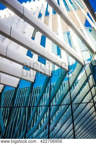 Lisbon, Portugal - March 25, 2017: Details Of Modern Architecture, The Edp Headquarters Building Of 