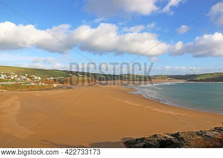 Bigbury Beach In Devon, At Low Tide