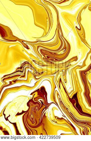 Abstract Golden Texture Background. Yellow, White Color Gradient. Design Backdrop As Fluid Art Paint