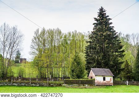 Borovnicka, Czech Republic - May 15, 2021. Small Old Village Cemetery After German Sudeten Populatio