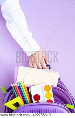 Back To School Concept. Backpack With School Supplies.