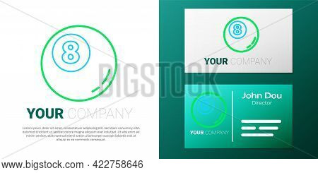 Line Billiard Pool Snooker Ball Icon Isolated On White Background. Colorful Outline Concept. Vector