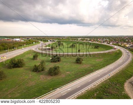 Rostov-on-don. Highway. Bataysk. Russia 05.05.2020. Aerial Drone Shot Of The Highway.