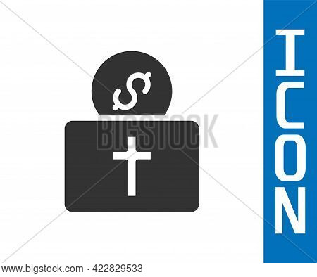 Grey Donation For Church Icon Isolated On White Background. Vector