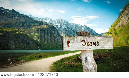 Street Sign The Direction Way To Jesus