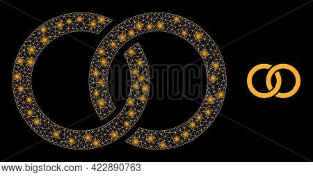 Flare Network Marriage Rings With Light Spots. Vector Constellation Based On Marriage Rings Icon. Fl