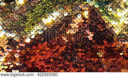 Glmour Background Glitter Flex Embroiled Cloth Green And Rainbow Colors Sequin Fabric