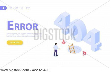 The Concept Of A Web Page With An Error 404. The Man On The Background Of Large Letters 404 And The 