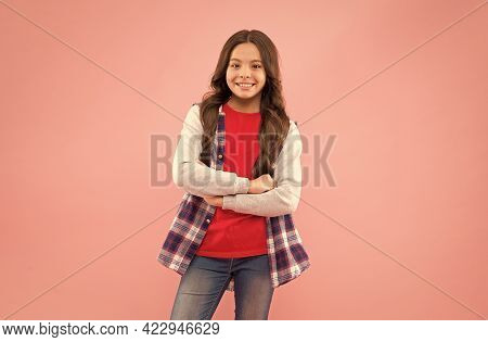 Childhood Happiness. Happy Girl With Curly Hair. Sociable Outgoing Girl. Open Minded Kid. I Am Just 