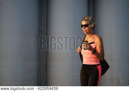 Active Seniors Woman Go On Fitness Workout In The City