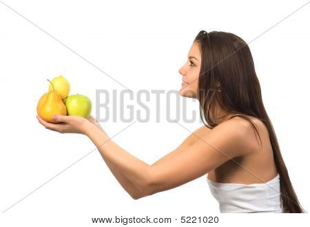 Menina bonita com Fruite