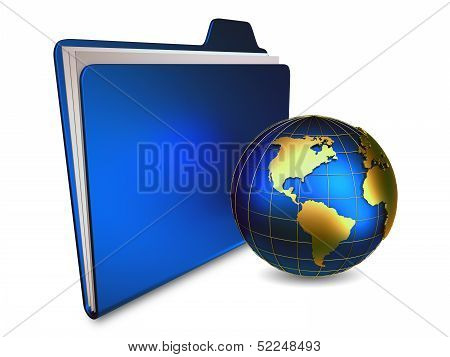 Folder With Paper And Globe