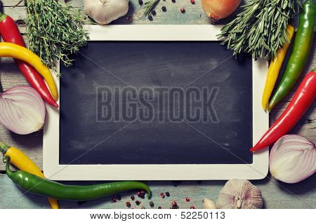Slate Board With Fresh Vegetables