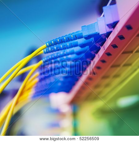 Technology center with fiber optic equipmen
