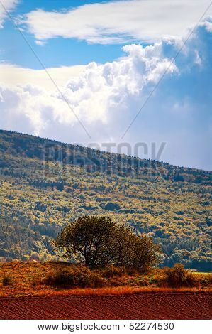 Typical Polish landscape near Wroclaw, overlooking Mount Sleza