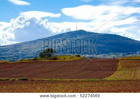 Typical Polish landscape near Wroclaw, overlooking Mount Sleza
