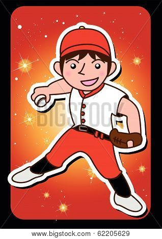 one man baseball player cartoon