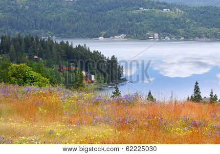 Scenic Lake Coeur d'Alene landscape in Idaho